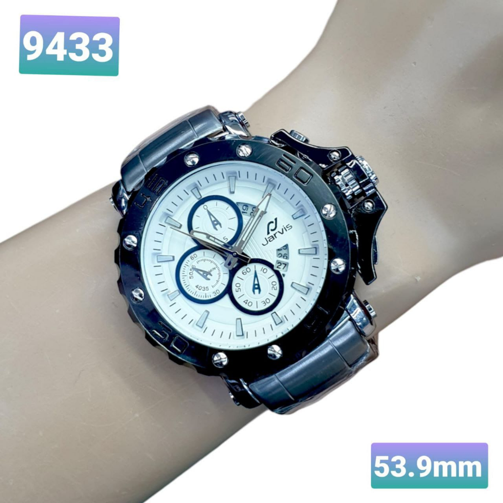 Jam Tangan Analog Casual Pria ORIGINAL Quality JARVIS Chrono fake & Tanggal aktif Strap Rantai berat