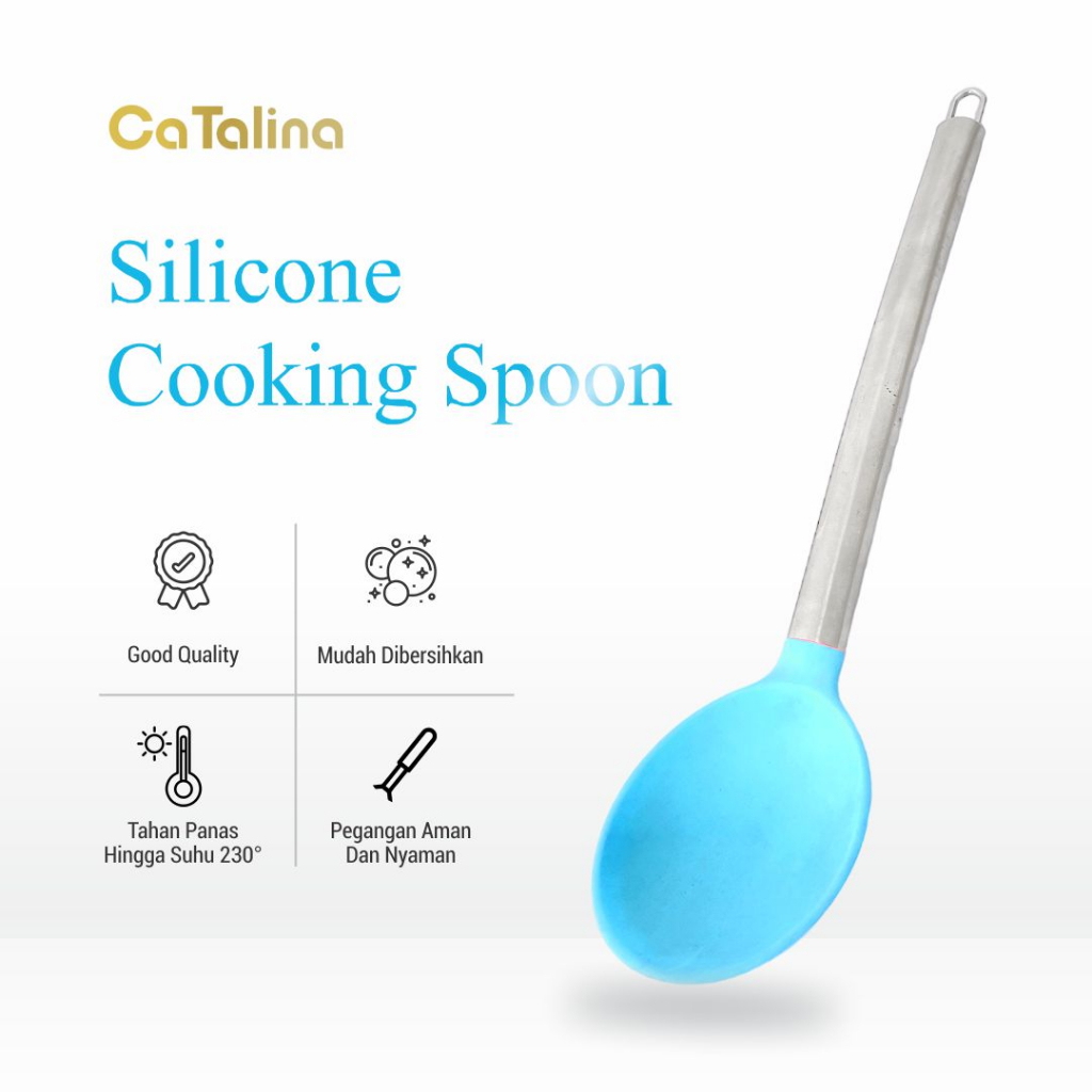 Sendok masak sayur silikon sendok sayur silikon anti panas peralatan masak blue