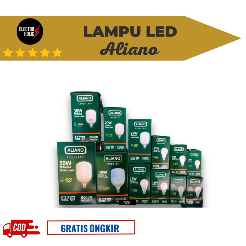 Lampu LED Aliano Watt Kecil - Bohlam LED Putih Bergaransi