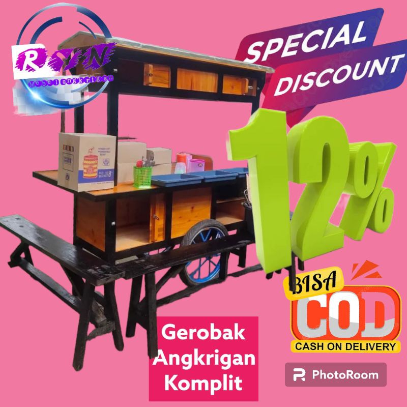 GEROBAK ANGKRINGAN KOMPLIT FREE ONGKIR