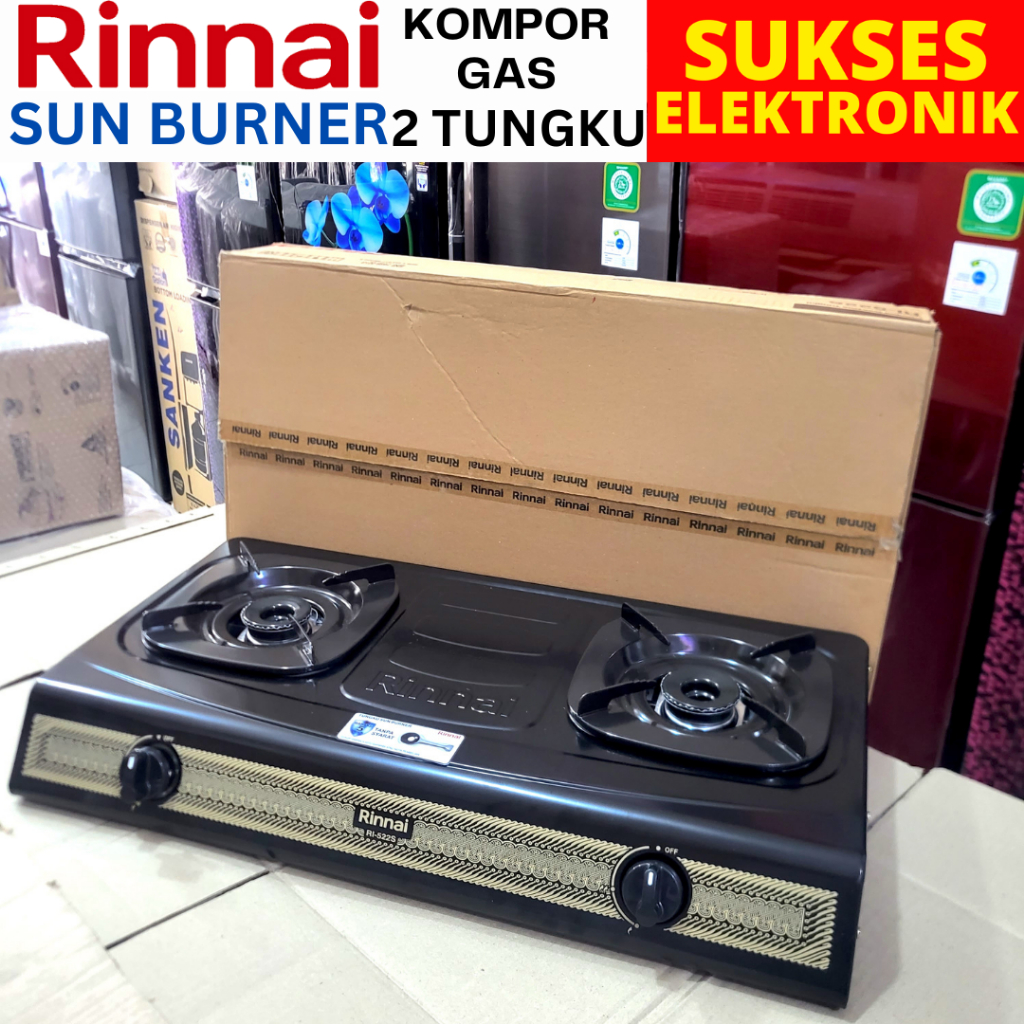 Kompor Gas RINNAI 2 Tungku 522s Jumbo Hitam Sun Burner