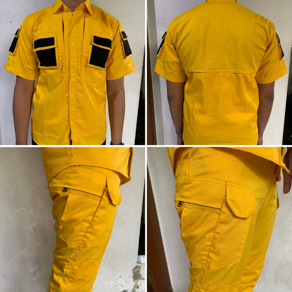 SERAGAM KEMEJA LAPANGAN DAN STELAN CELANA KEMEJA WARNA KUNING JAPAN DRILL PREMIUM | SETELAN KEMEJA 5
