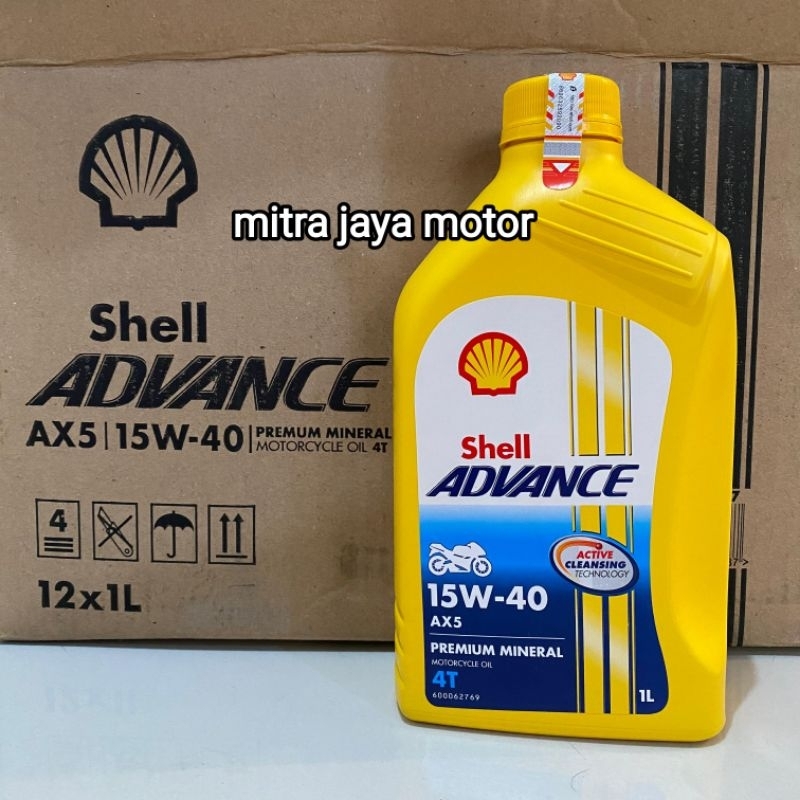 1 DUS = 12 Botol Oli Shell Advance AX5 1Liter 4T Sport 15W-40 4T