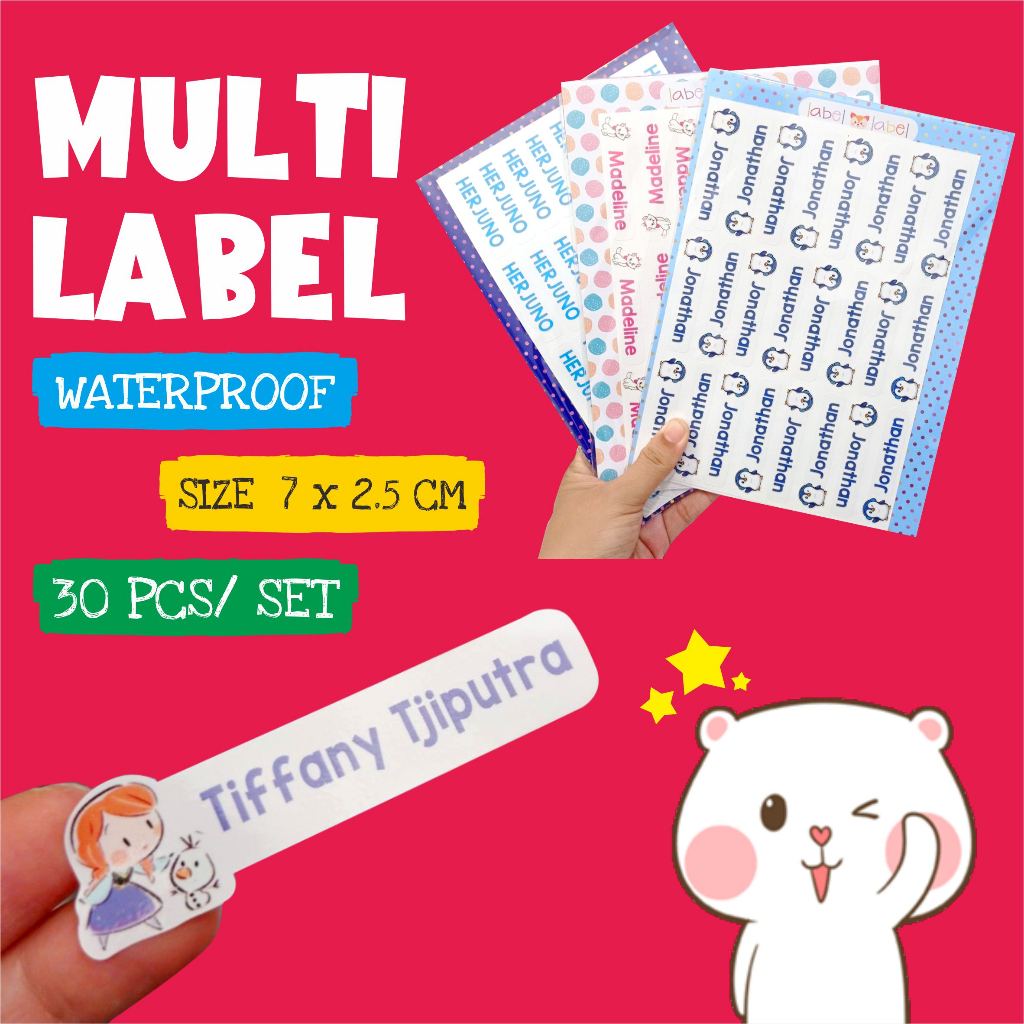 

Stiker label nama anak waterproof | sticker custom - multi label