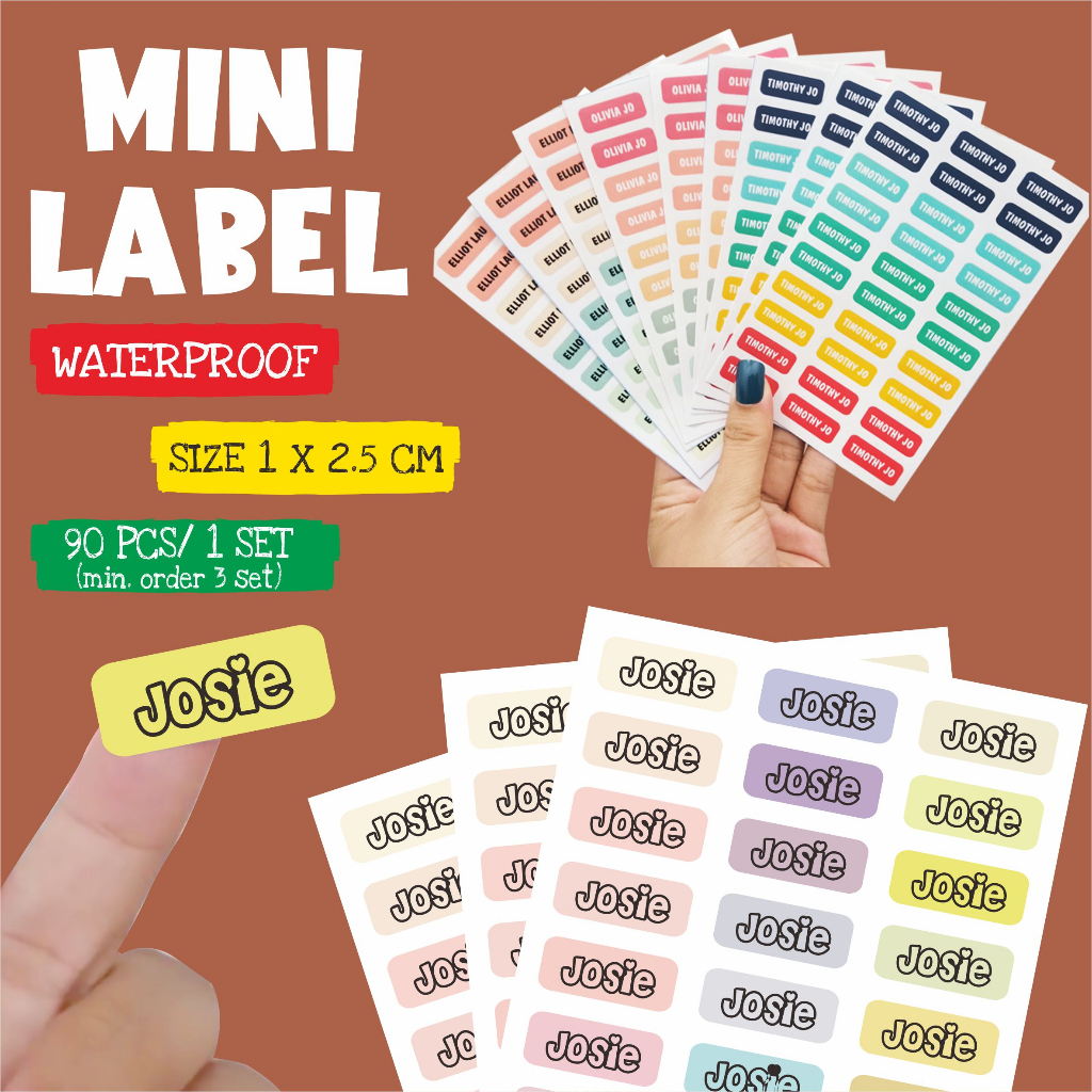 

(3 set) Mini label pastel - label & stiker anak waterproof | label botol, lunchbox, pensil