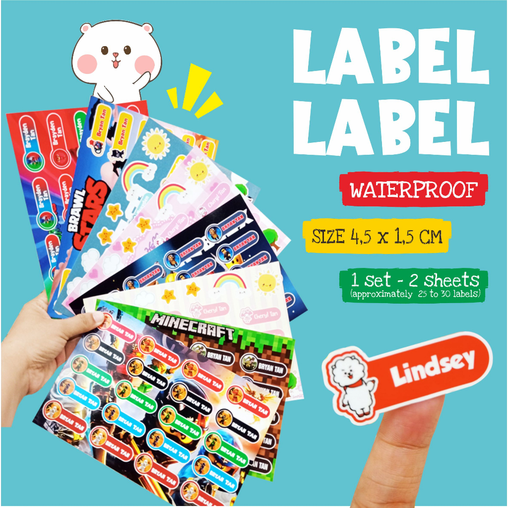 

Stiker label nama anak custom - name sticker waterproof