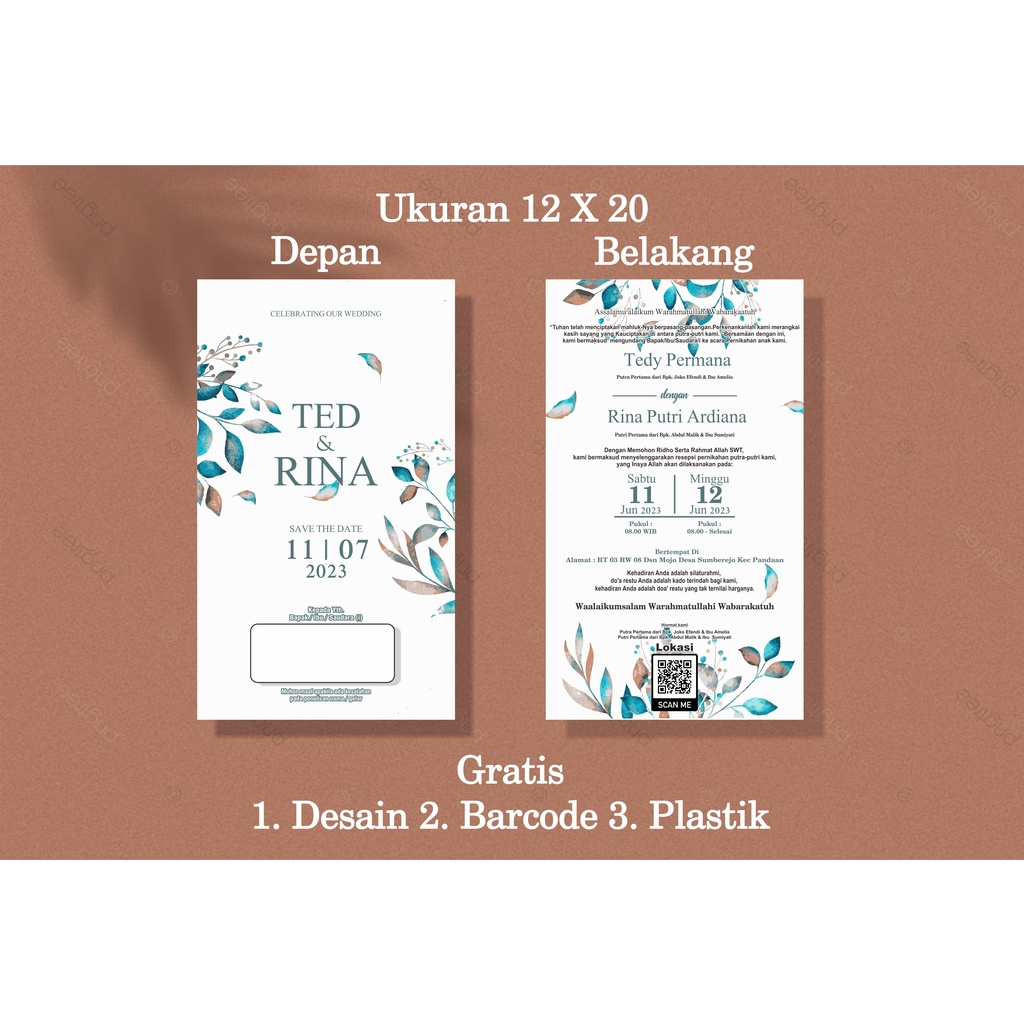 Undangan Pernikahan 1 Lembar Simple