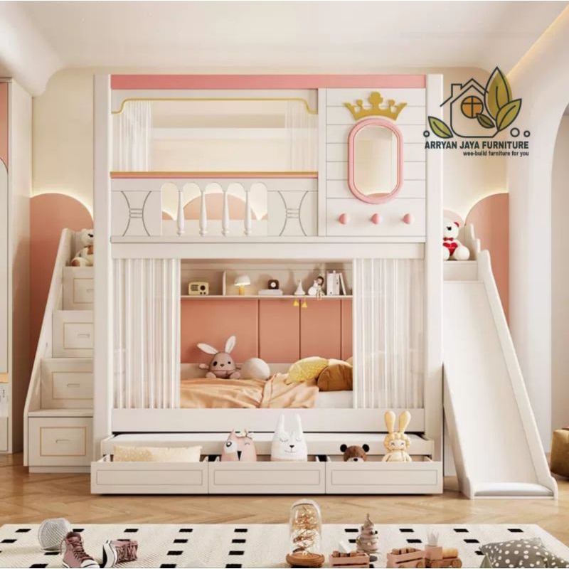 tempat tidur tingkat tangga dan prosotan / kasur tingkat / dipan tingkat