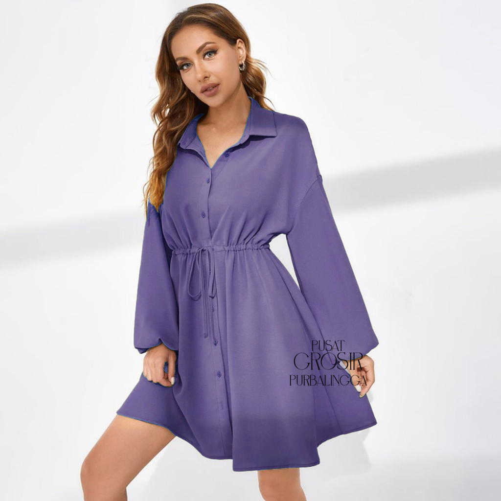 MINI DRESS LENGAN PANJANG KOREAN TERBARU KOREA STYLE DRESS CASUAL ANDINI DRESS BIG SIZE CRINKLE STYL