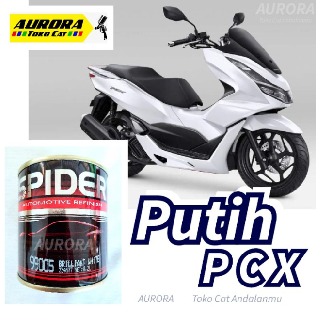 Cat Putih PCX Spider Briliant White Putih Metallic Honda Metalik Mutiara Pearl 200cc
