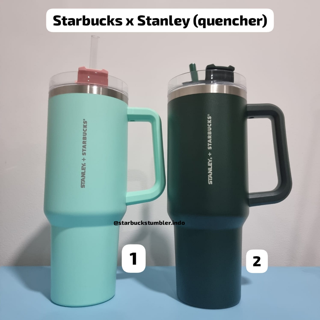 Starbucks X Stanley Quencher Handle 40oz Tumbler Coldcup Straw Thailand Taiwan Green Emerald Tosca