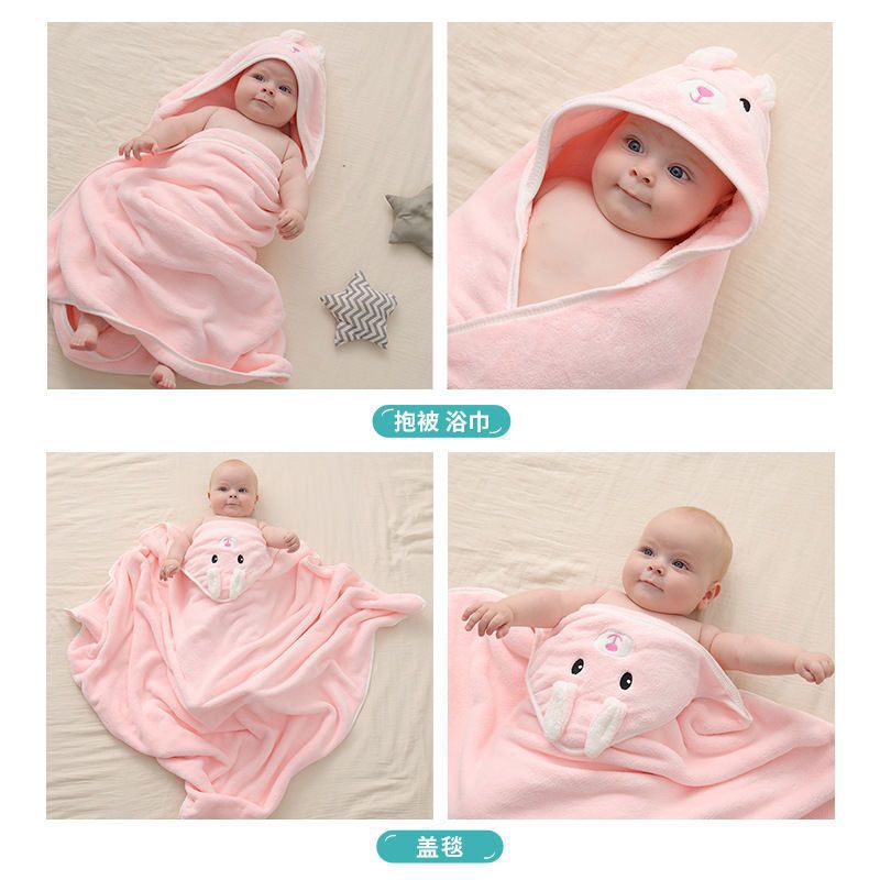 (GROSIR @34.750) Handuk bayi hoodie topi anak dan bayi 3D kuping timbul 70 x 70 CM bahan microfiber 