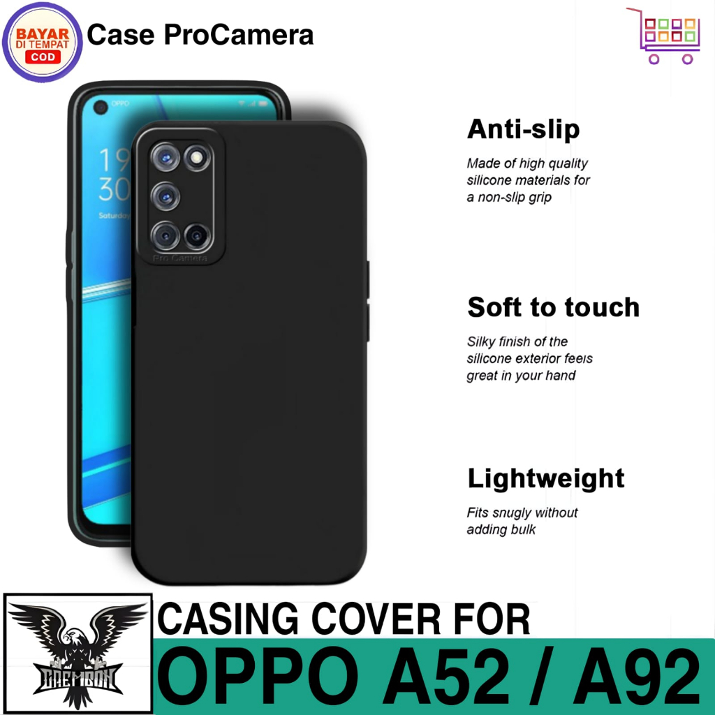CASE OPPO A52 A92 SOFT CASE LIQUID PRO CAM SQUARE CASING COVER HITAM