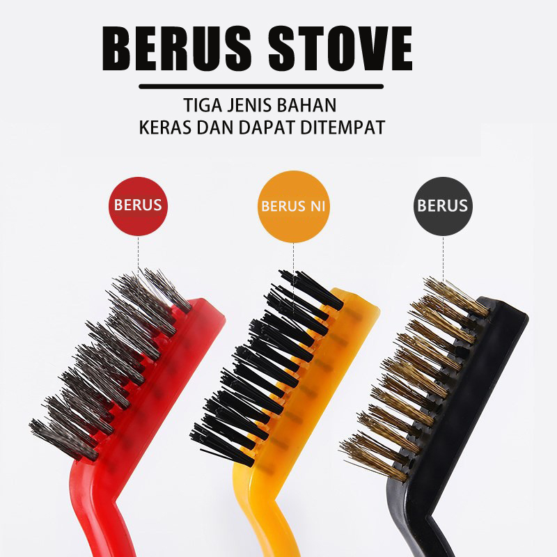 Sikat Kawat Set 3 pcs  3 in 1 Mini Wire Brush Kuningan Baja Nylon