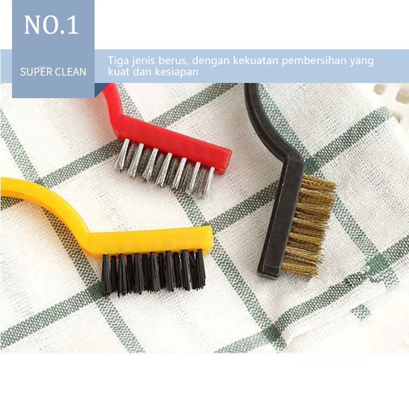 Sikat Kawat Set 3 pcs  3 in 1 Mini Wire Brush Kuningan Baja Nylon