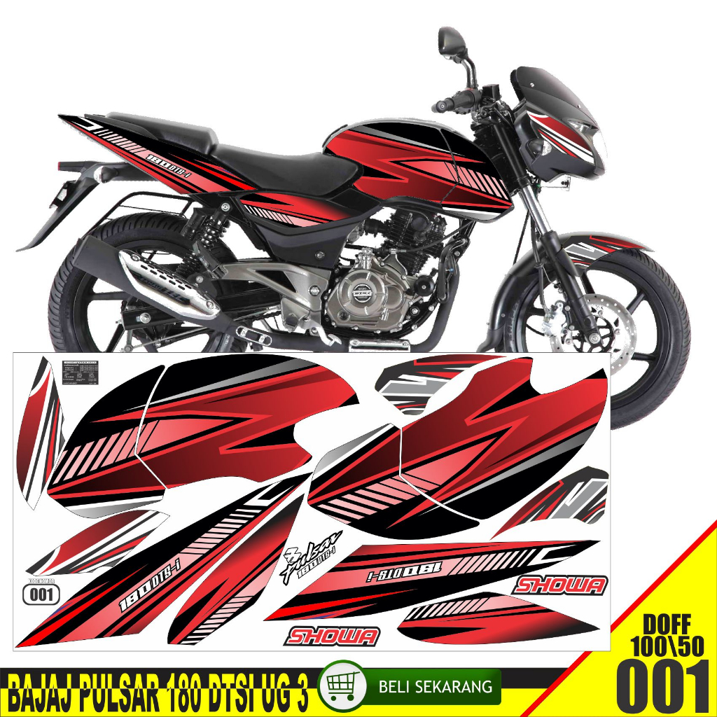 Stiker Striping Bajaj Pulsar 180 ug3 DTSi QLA001 Line Doff/Glossy Semua Ready