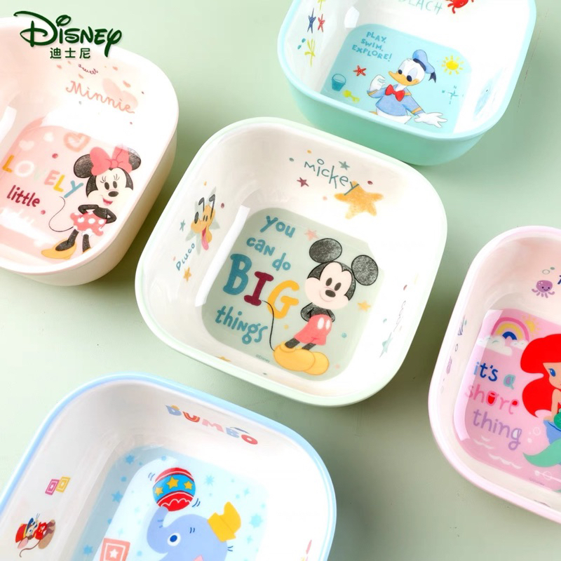 MANGKOK KOTAK SQUARE BOWL ANAK MELAMINE DISNEY ORIGINAL / Snow White Ariel Mickey Minnie Donald