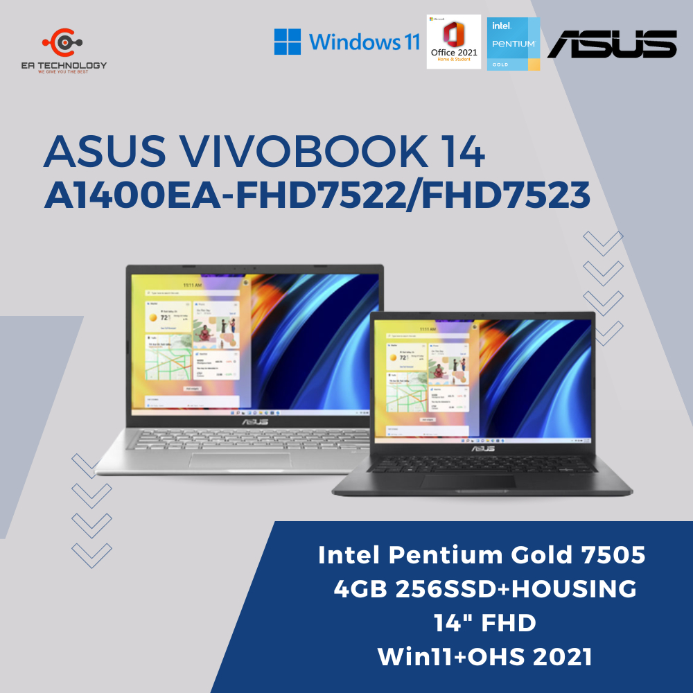 ASUS A1400EA-FHD7522/FHD7523 Pentium Gold 7505 4GB 256SSD+HOUSING FHD OHS