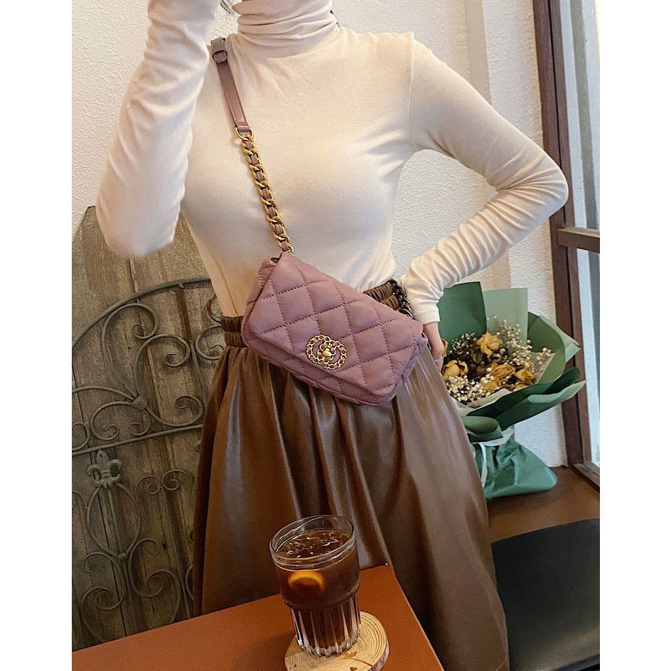 Tas Wanita rantai mini bag cantik pas buat pesta lilac ungu coklat hitam FT43