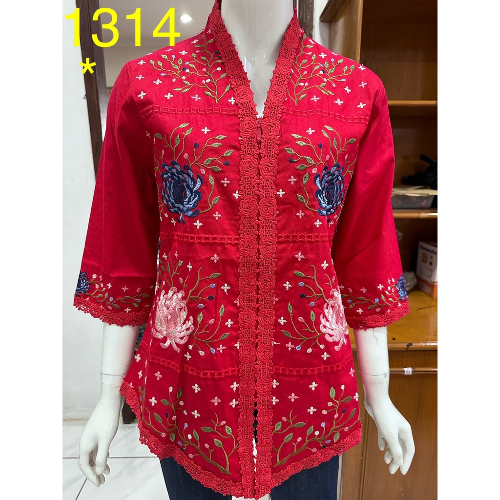 1313 kebaya bordir bunga timbul premium /kebaya encim bordir kombinasi brukat / kebaya bordir timbul