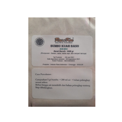 

Bumbu Kuah Baso Spicy Non MSG 1 Kg