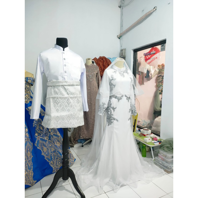 gaun pengantin muslimah syar'i gaun akad gaun walimah wedding dress muslimah gaun walimah