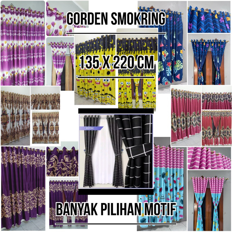 Gorden smokring motif batik keren tebal, gorden smokring pintu