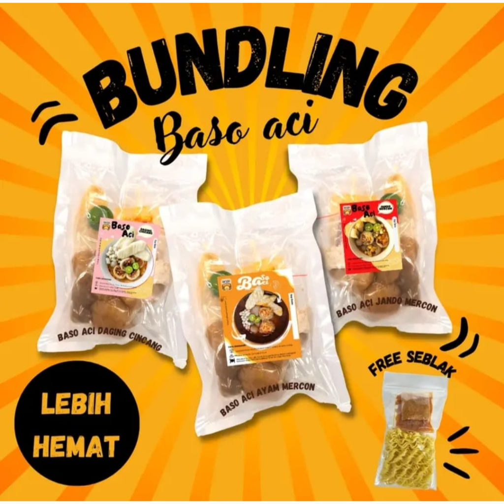 

BUNDLING BASO ACI DAGING CINCANG, AYAM MERCON, JANDO MERCON FREE SEBLAK