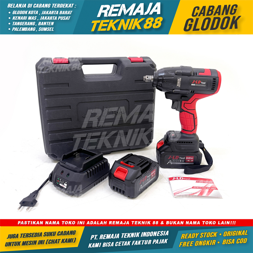 JLD JV88 CORDLESS IMPACT WRENCH 550NM BOR BUKA BAUT 2 BATERAI 48V JLD
