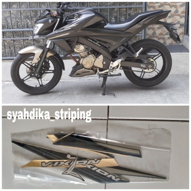 STIKER STRIPING LIS BODY YAMAHA VIXION NEW 2017 HITAM GOLD