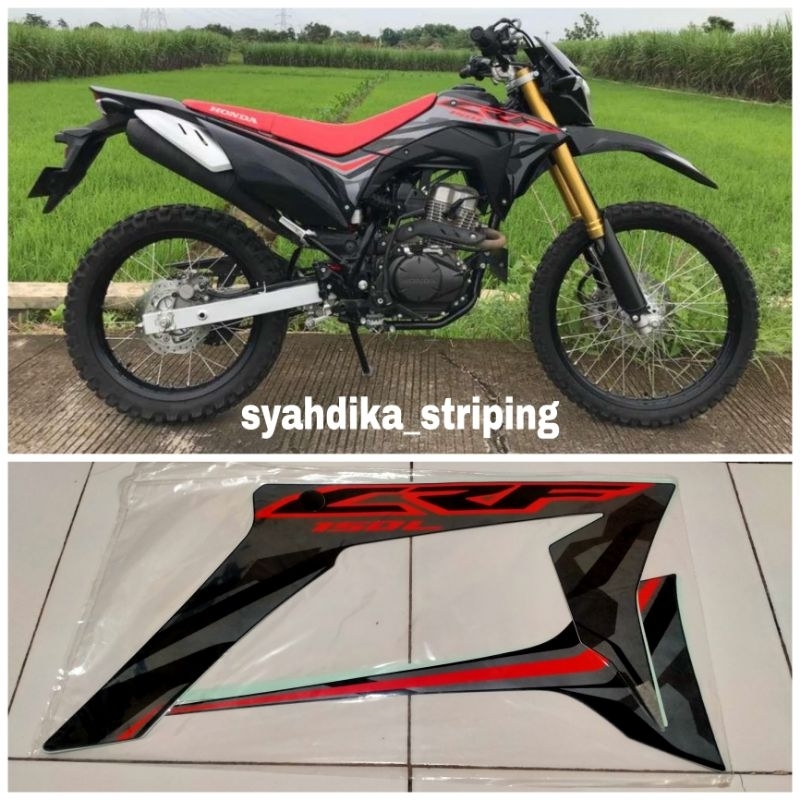 STIKER STRIPING LIS BODY HONDA CRF 150 L 2019 2020 HITAM ORIGINAL