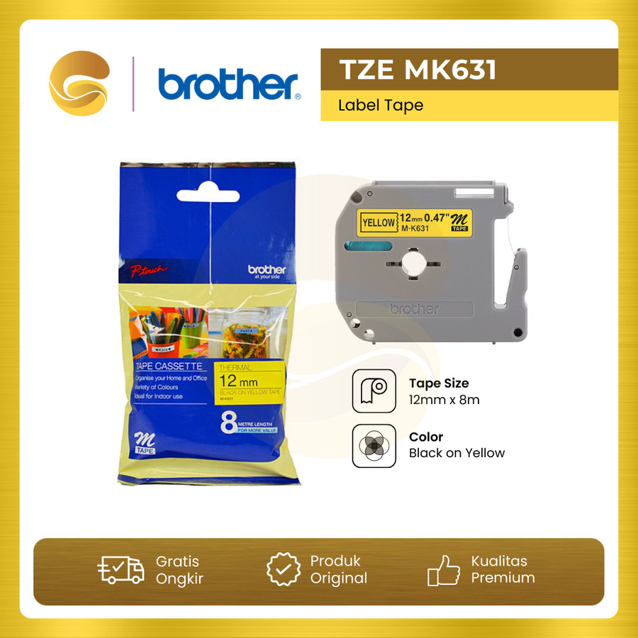 

BROTHER Label Tape MK631 12mm Black On Yellow