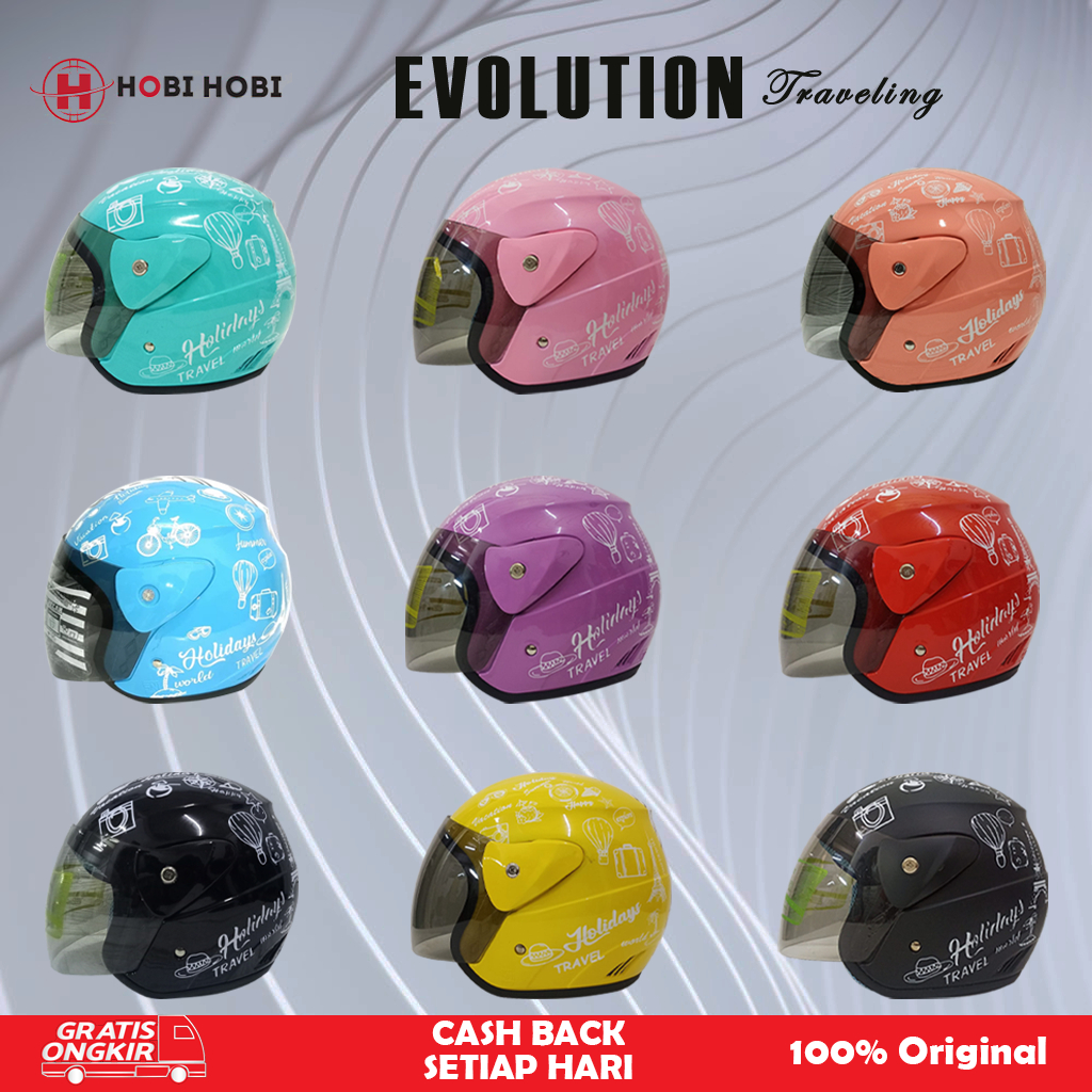 Helm Evolution Half Face Dewasa Motif Evo Traveling/ Helm Pria / Helm Wanita