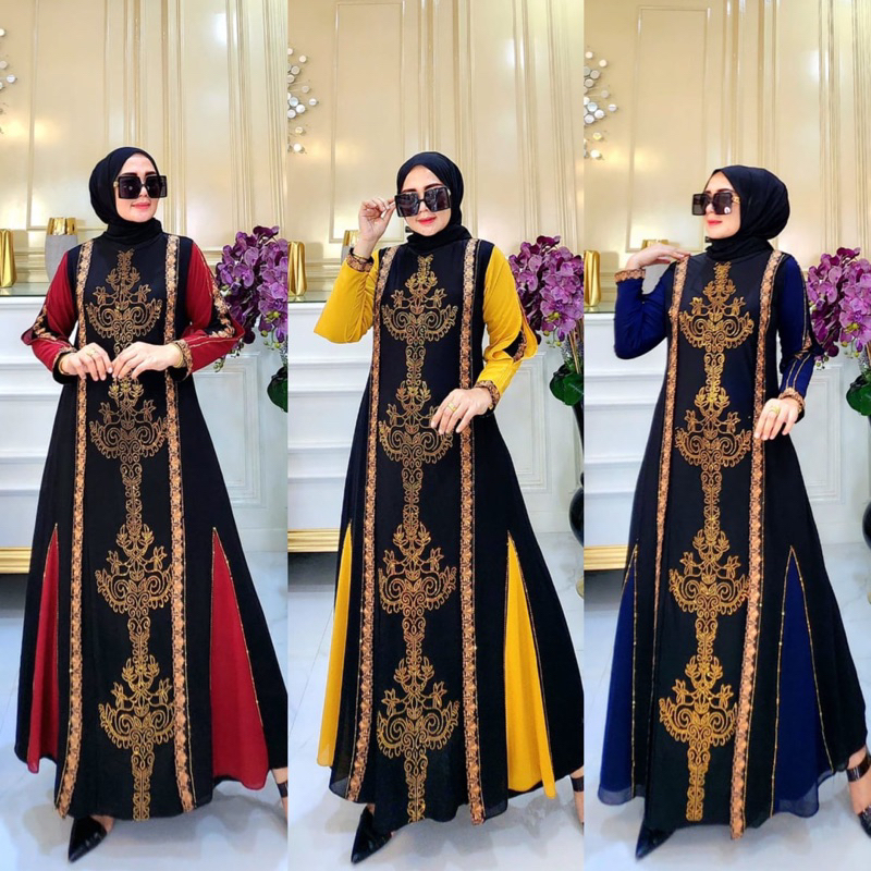 MF Store - COD - Gamis Abaya Warna Mewah - Gamis Abaya Turkey Mewah - Abaya Kombinasi Warna Terbaru 