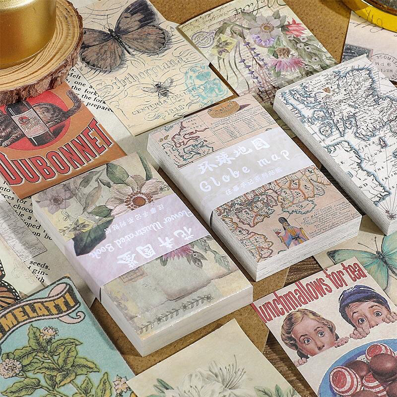 

100pcs/ 60pcs / /14pcs / Kertas Vintage scrapbook Bahan paper journaling