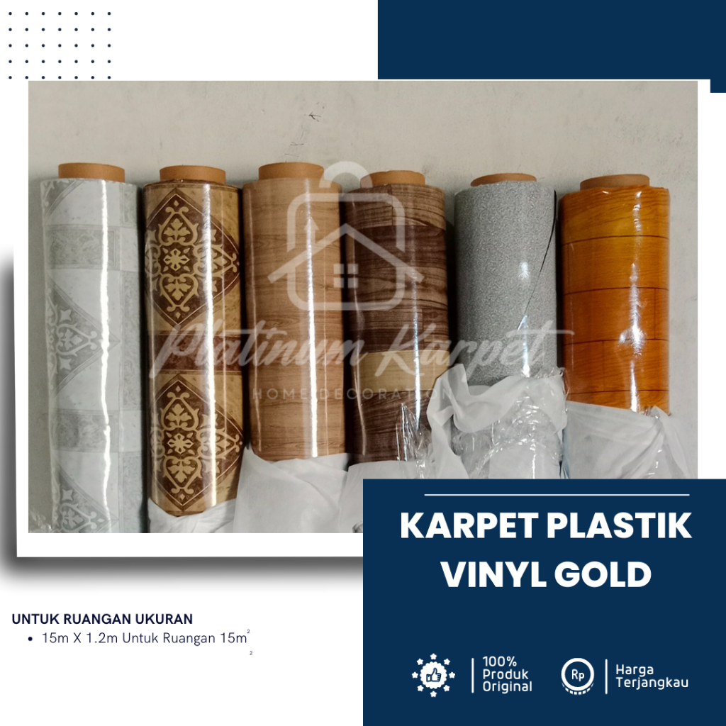 Gold Karpet Tebal Lantai Vinyl  premium 1 Roll 5 meter / 10 meter /15 meter  premium