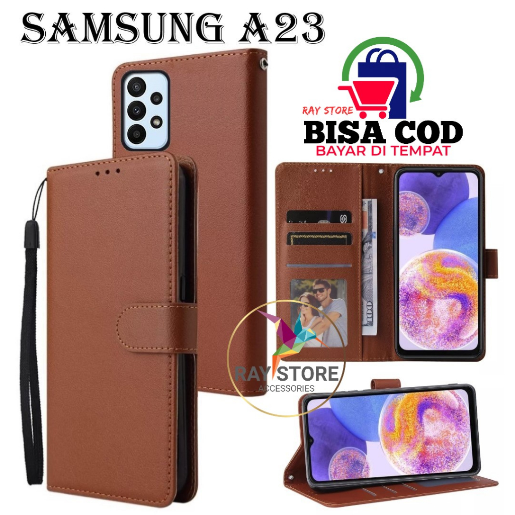 SAMSUNG A23 4G FLIP LEATHER CASE PREMIUM-FLIP WALLET CASE UNTUK SAMSUNG A23 4G
