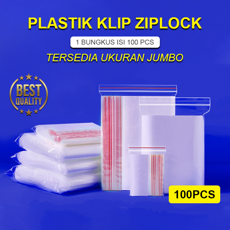 Plastik Klip Ziplock Jumbo Plastik Makanan Plastik Kemasan Ukuran Besar 1 Bungkus Isi 100 Pcs