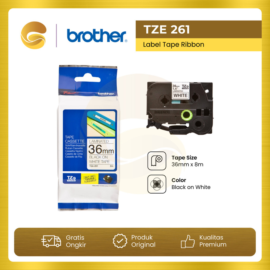 

BROTHER Label Tape TZE 261 36mm Black On White