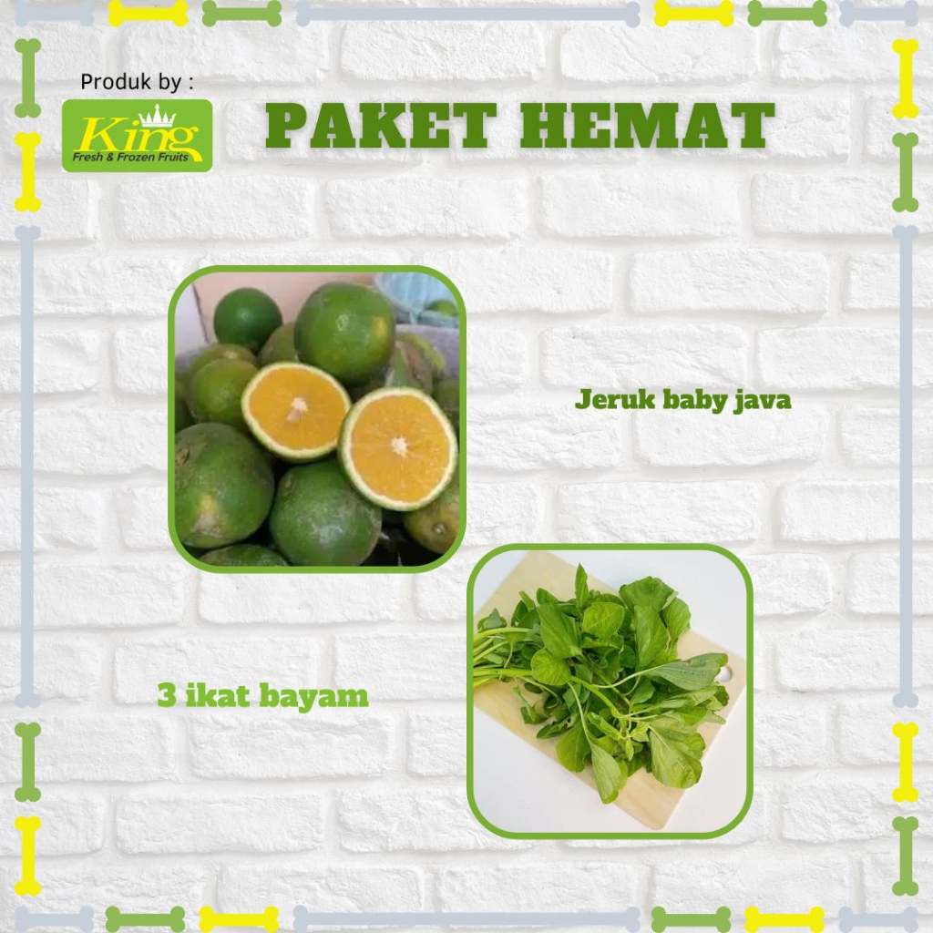 Sayur bayam segar 3 ikat + 1kg jeruk baby java segar, paket hemat