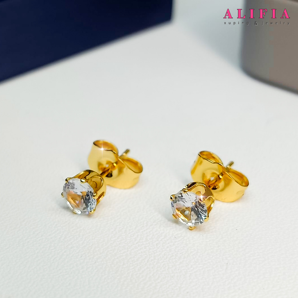 Alifia Anting Titanium Tusuk Mata Satu Emas