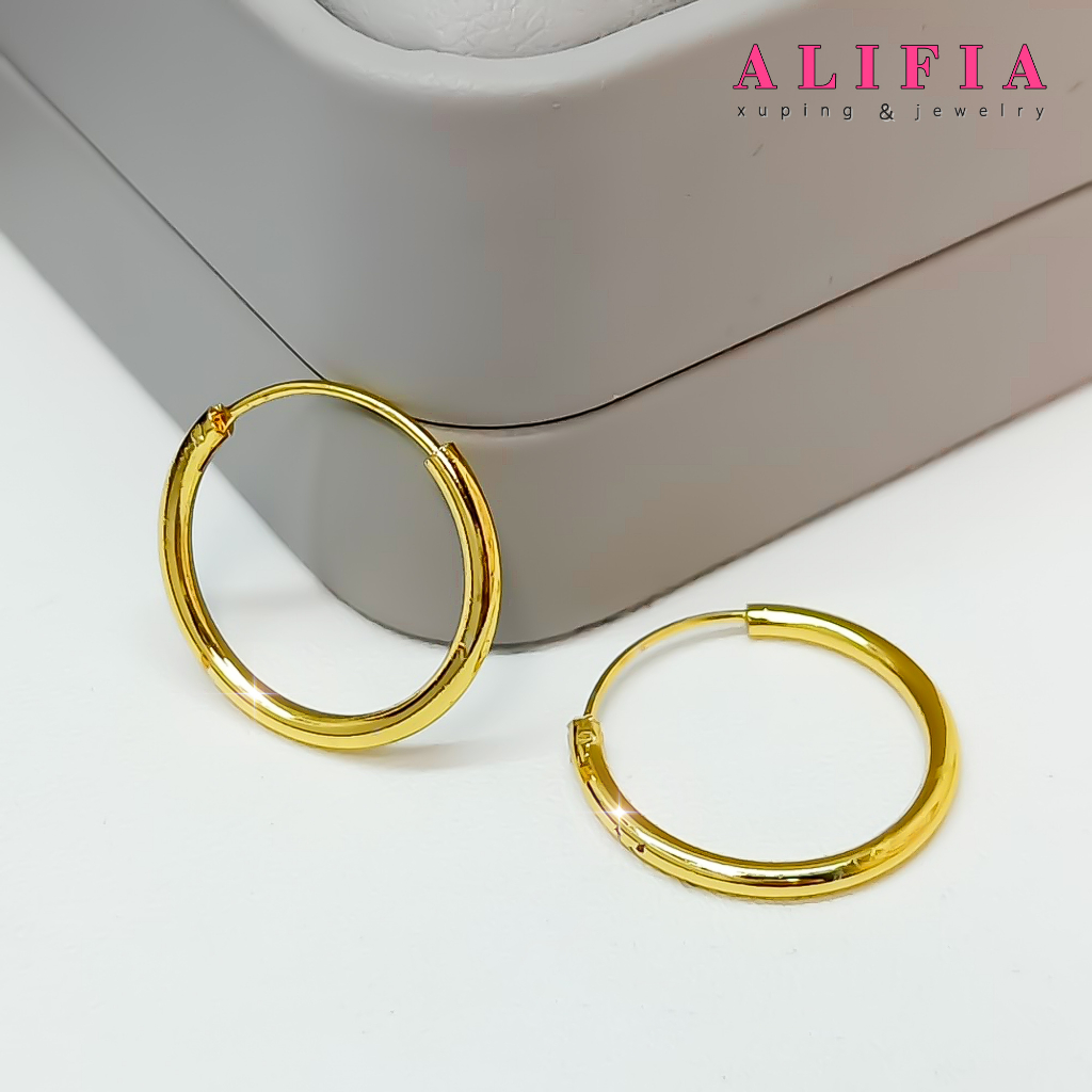 Alifia Anting Bulat Ring Polos Lapis Emas 22K