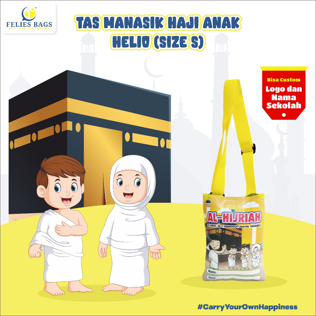 Tas Manasik Haji Anak TK PAUD SD Custom | Slingbag Anak Tas Selempang Custom Tas Muslim [HELIO]