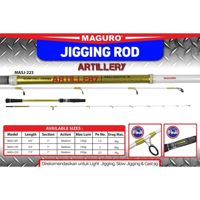 Joran Spinning Maguro Jigging Rod Artillery Pilih Ukuran