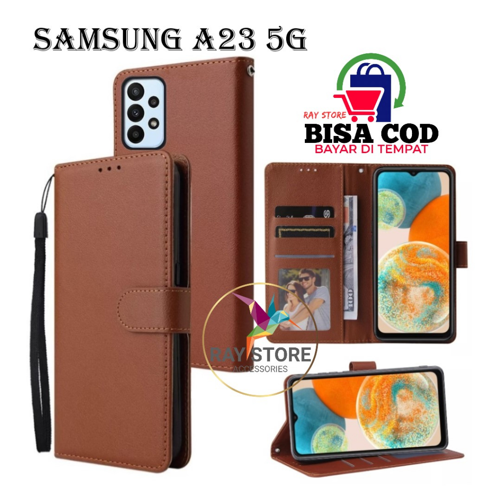 SAMSUNG A23 5G FLIP LEATHER CASE PREMIUM-FLIP WALLET CASE UNTUK SAMSUNG A23 5G