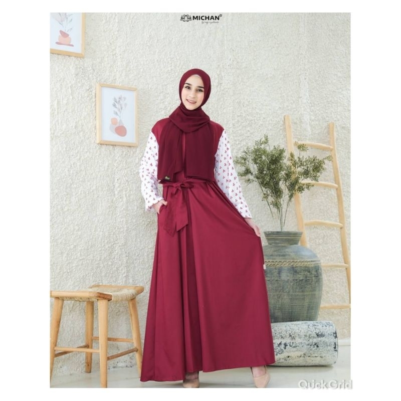 Gamis katun toyobo Dewasa Gamis Milea Michan Gamis Michan Baju muslim katun set kerudung gamis katun