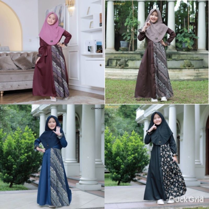 Baju Gamis Batik Anak Perempuan Gamis anak Hilya MICHAN Baju Batik Anak Perempuan 2tahun ke atas Gam