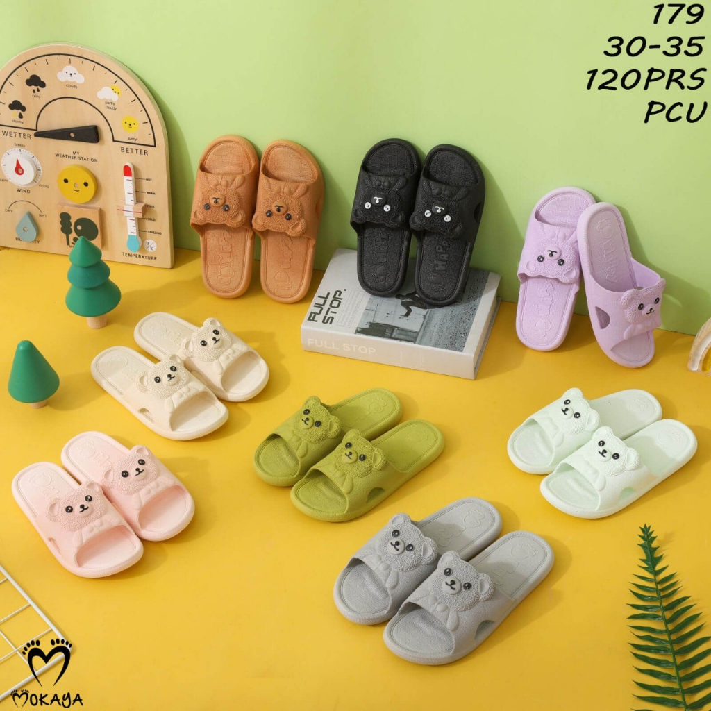 Sandal Slop Rumah Jelly Anak Wanita Motif Bear Import Mokaya Murah