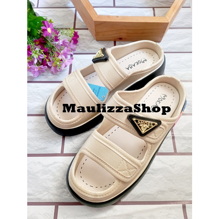 Sandal Selop Slop Wanita Ban 2 Jelly Import Mokaya Murah