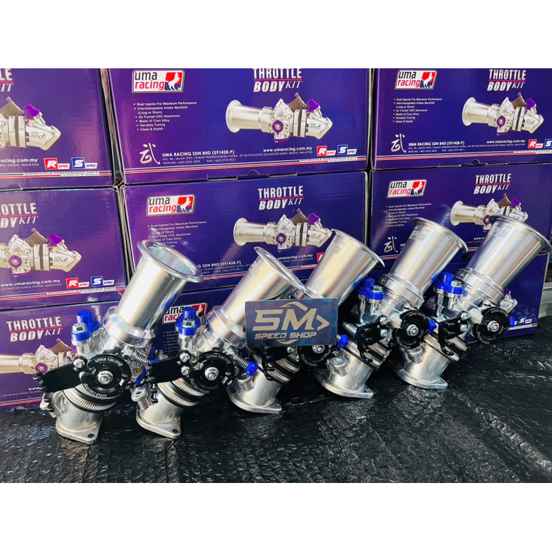 Throttle Body Kit Uma Racing intek double lubang injektor Y15ZR Mx king 150 Aerox 150 aerox new 155 